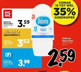 Vomar Voordeelmarkt Odorex Deoroller aanbieding