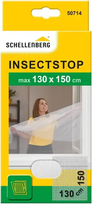 Amazon Schellenberg 50714 nylon horrengaas, muggen en insectengaas inclusief bevestigingstape, bevestiging zonder te boren, 130 x 15 aanbieding