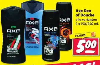 Nettorama Axe Deo of Douche 2 x 150/250ml aanbieding