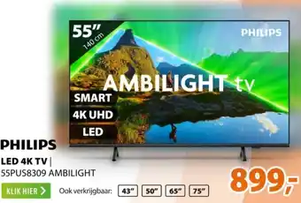 Expert PHILIPS LED 4K TV  55PUS8309 AMBILIGHT aanbieding