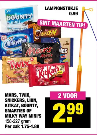 Big Bazar MARS , TWIX, SNICKERS, LION, KITKAT, BOUNTY, SMARTIES OF MILKY WAY MINI'S aanbieding