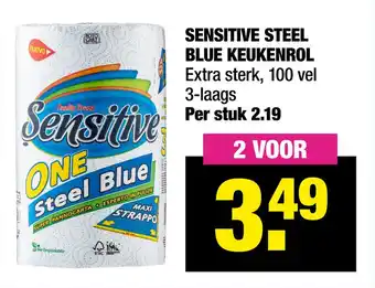 Big Bazar SENSITIVE STEEL BLUE KEUKENROL aanbieding