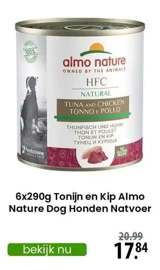 Zooplus 6x290g Tonijn en Kip Almo Nature Dog Honden Natvoer aanbieding