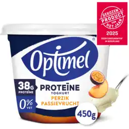 Jumbo Optimel Proteïne Yoghurt Perzik Passievrucht 0% 450g aanbieding