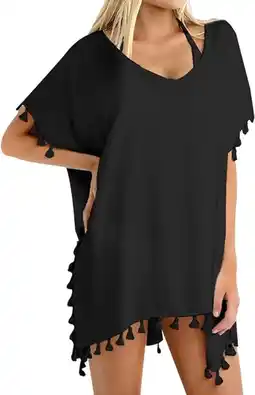 Amazon Chalier Strandponcho voor dames, zomer, bikini, badpak, cover-up strandjurk met kwastjes, herbruikbaar aanbieding