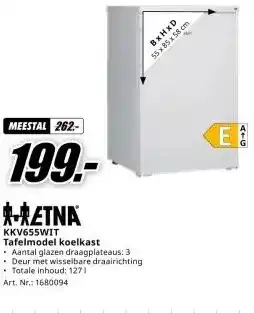MediaMarkt -LETNA KKV655WIT Tafelmodel koelkast aanbieding