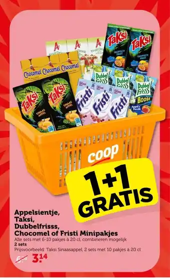 Coop Appelsientje, Taksi, Chocomel of Fristi Minipakjes aanbieding