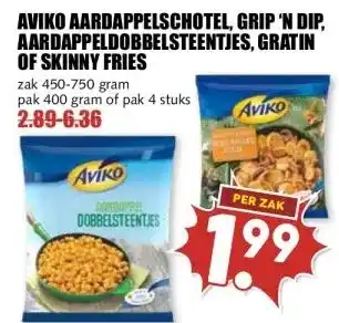 MCD Supermarkt AVIKO AARDAPPELSCHOTEL, GRIP 'N DIP, AARDAPPELDOBBELSTEENTJES, GRATIN OF SKINNY FRIES aanbieding