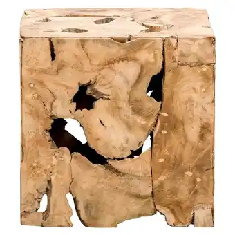 Leen Bakker Decoratief blok naturel teak Luuk - bruin - 37x37x37 cm aanbieding