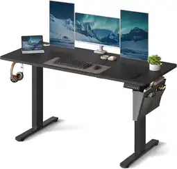 Amazon SONGMICS Elektrisch zit-sta bureau, in hoogte verstelbaar bureau, 60 x 140 x (72-120) cm, 4 opberghoogtes, opbergetui, voor k aanbieding