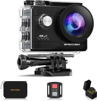 Amazon Apexcam 4K Action Cam 20MP WiFi Sports Camera Ultra HD onderwatercamera, 40m 170° groothoek, 2.4G, afstandsbediening, timelap aanbieding