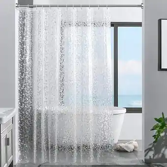 Amazon ecooe Douchegordijn 100% EVA Waterdicht Schimmelbestendig 180 x 200 cm, Badgordijn Doorzichtig 3D Kiezelstenen Effect ，Douche aanbieding