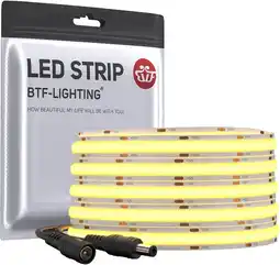 Amazon BTF-LIGHTING FCOB COB flexibele hoge dichtheid Gelijkmatige Luminescentie LED-strip 5M 528LEDs/M Warm wit (3000K) 14W/M DC12V aanbieding