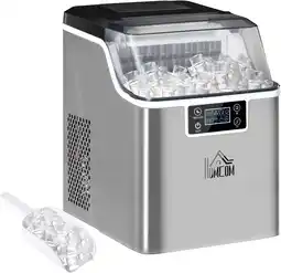 Amazon HOMCOM ijsblokjesmachine 20 kg/24u 2.3 l ijsblokjesmachine met 3.2 l waterreservoir display RVS zilver 25,2 x 36 x 37,1 cm aanbieding