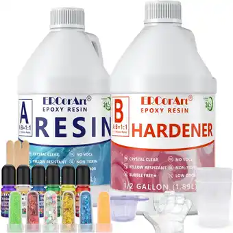 Amazon Epoxyhars met verharder, 1 gallon epoxyharsset voor beginners met pigment en glitter, kristalheldere giethars, luchtbelvrije  aanbieding