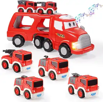 Amazon EUCOCO Brandweerauto, kinderspeelgoed vanaf 1 2 3 4 5 6 jaar brandweerspeelgoed cadeau jongen 1 2 3 4 5 6 jaar vrachtwagen sp aanbieding