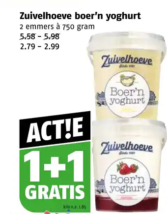 Poiesz Zuivelhoeve boer'n yoghurt aanbieding