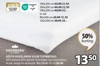 Jysk KRONBORG EDITH HOESLAKEN VOOR TOPMATRAS aanbieding