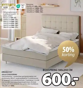 Jysk DREAMZONE* GOLD C5 BOXSPRING aanbieding