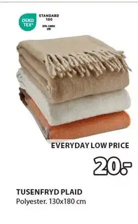 Jysk TUSENFRYD PLAID aanbieding