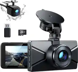 Amazon WOLFANG Dash Cam Front en Rear 2.5K, Dashcam met 3.0 LCD-scherm, Super Night Vision, Loop Recording, G-sensor, 170 Wide Angle aanbieding