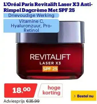 Bol.com L’Oréal Paris Revitalift Laser X3 Anti-Rimpel Dagcrème Met SPF 25 aanbieding