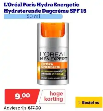 Bol.com L’Oréal Paris Hydra Energetic Hydraterende Dagcrème SPF 15 aanbieding