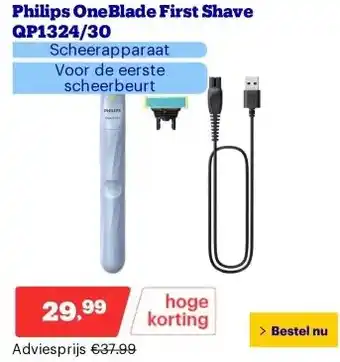 Bol.com Philips OneBlade First Shave QP1324/30 aanbieding