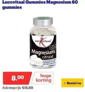 Bol.com Lucovitaal Gummies Magnesium 60 gummies aanbieding