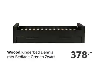 Baby & Tiener Woood Kinderbed Dennis met Bedlade Grenen Zwart aanbieding