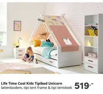 Baby & Tiener Life Time Cool Kids Tipibed Unicorn lattenbodem, tipi tent frame & tipi tentdoek aanbieding