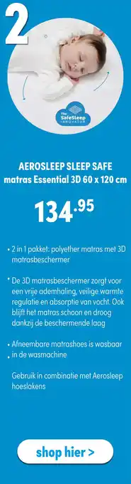 Baby & Tiener AEROSLEEP SLEEP SAFE matras Essential 3D 60 x 120 cm aanbieding