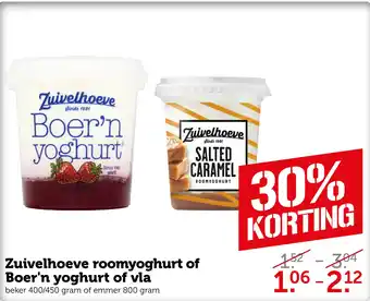 Coop Zuivelhoeve roomyoghurt of Boer'n yoghurt of vla aanbieding