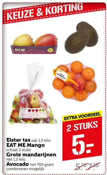 Coop Elstar tas, EAT ME Mango, Grote mandarijnen of avocado aanbieding