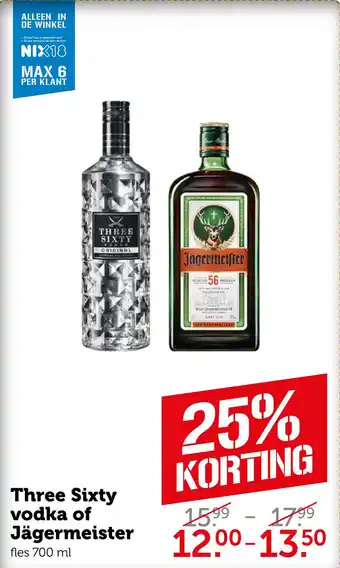 Coop Three Sixty vodka of Jägermeister aanbieding