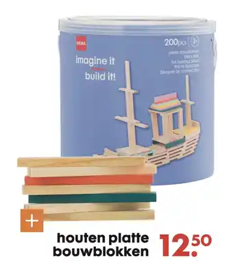 HEMA houten platte bouwblokken aanbieding