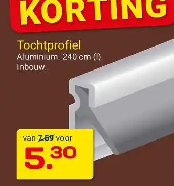 Kluswijs Tochtprofiel Aluminium. 240 cm (I). aanbieding