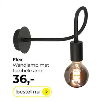 Lampidee Flex - Wandlamp met flexibele arm zwart max 50cm aanbieding