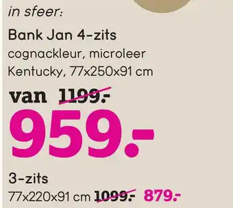 Leen Bakker Bank Jan - 4-zits - cognac aanbieding