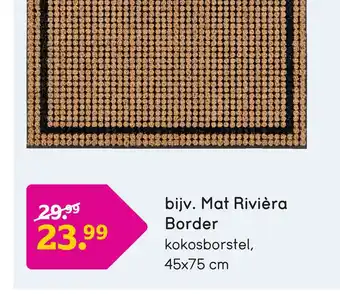 Leen Bakker Mat Riviéra Border - naturel - 45x75 cm aanbieding