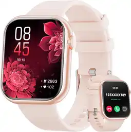 Amazon 2023 Smartwatch voor heren en dames, 1,85 inch (1,85 inch), smartwatch met bluetooth-oproep en handsfree bellen, smartwatch m aanbieding