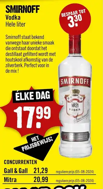 Dirck 3 Smirnoff Red Vodka aanbieding
