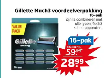 Trekpleister Gillette Mach3 voordeelverpakking aanbieding