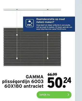 GAMMA Gamma Plisségordijn 6003 60X180 Antraciet aanbieding