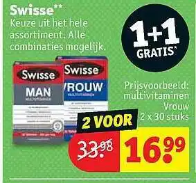 Kruidvat Swisse Multivitaminen 1+1 Gratis aanbieding