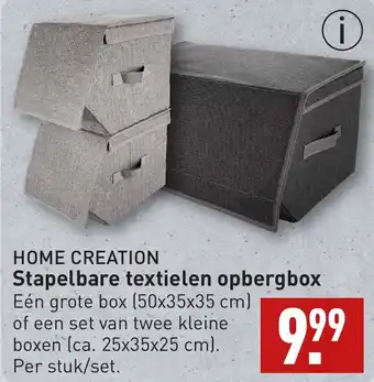 ALDI HOME CREATION Stapelbare textielen opbergbox aanbieding