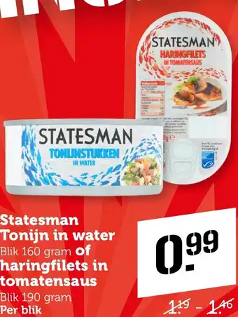 Coop Statesman Tonijn in water of haringfilets in tomatensaus aanbieding