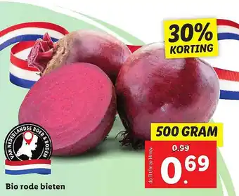 Lidl Bio Rode Bieten 30% Korting 500g aanbieding