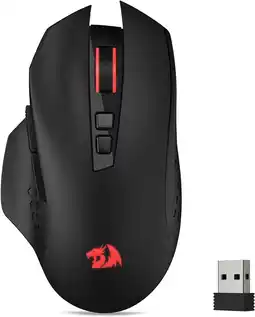 Amazon Redragon M656 Gainer draadloze gamingmuis, 4000 DPI 2.4 Ghz draadloze gamermuis w/5 DPI-niveaus, 7 macroknoppen, rode LED-ach aanbieding