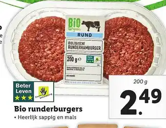 Lidl Bio Runderburgers 200g aanbieding